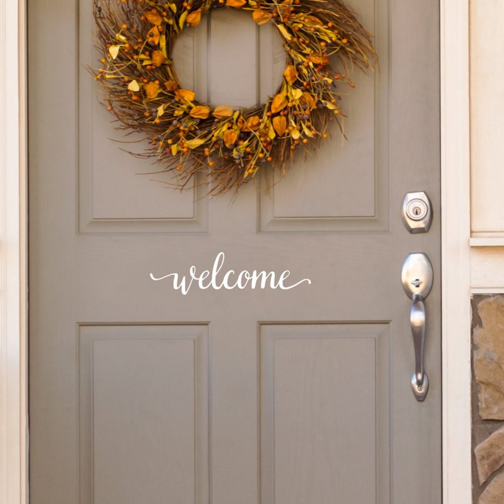 welcome home door decal