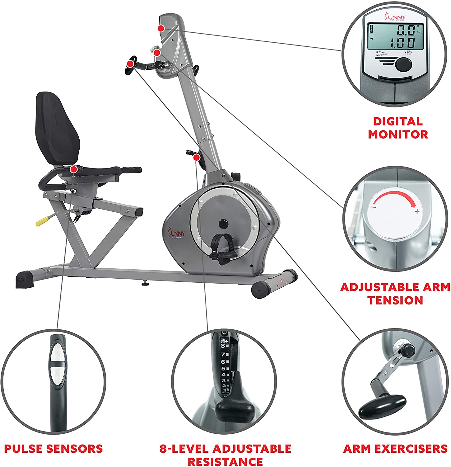 exercise bike with movable arms