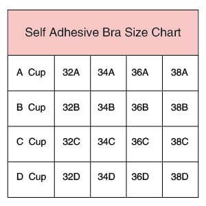 adhesive bra chart