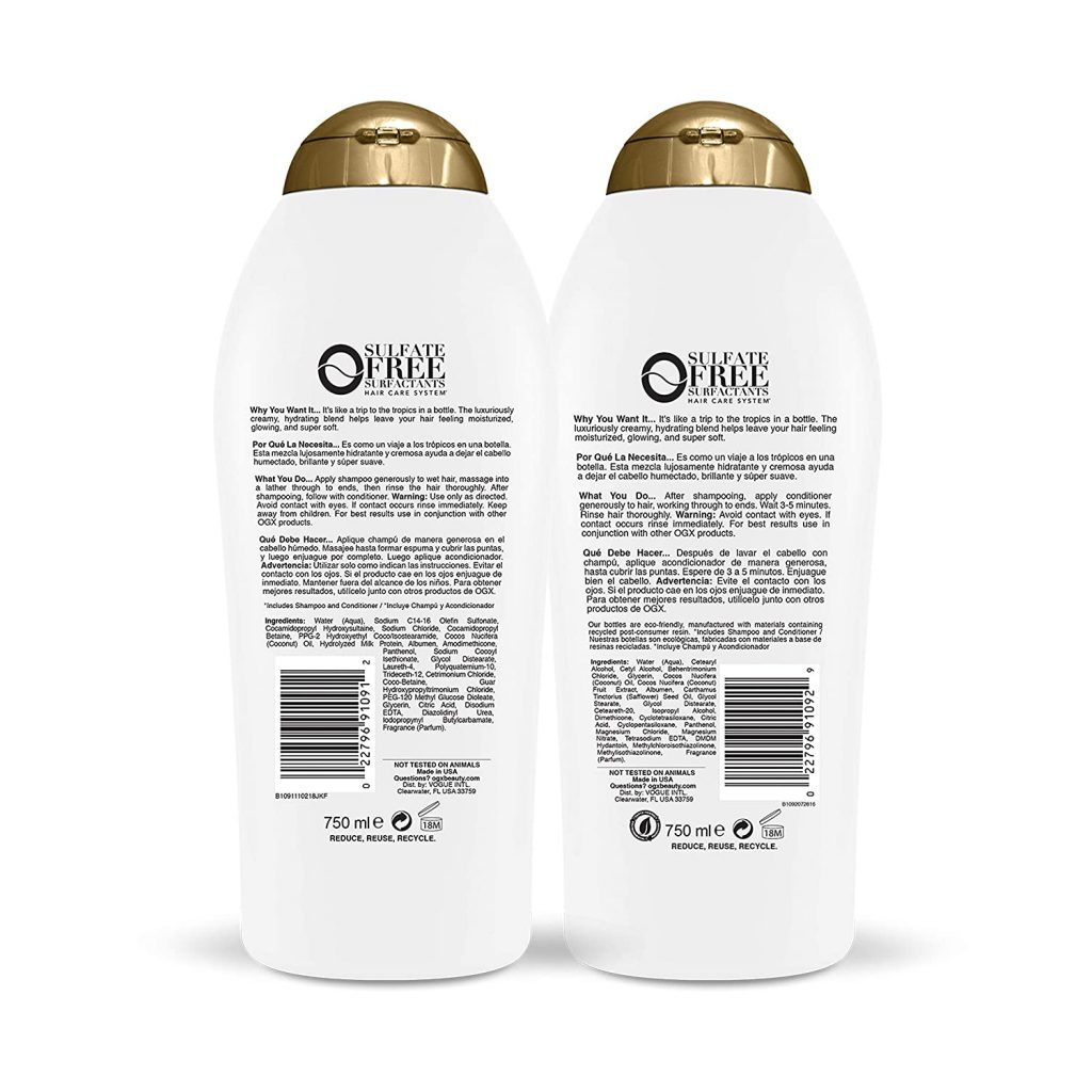 OGX Coconut Milk Shampoo And Conditioner Reviews